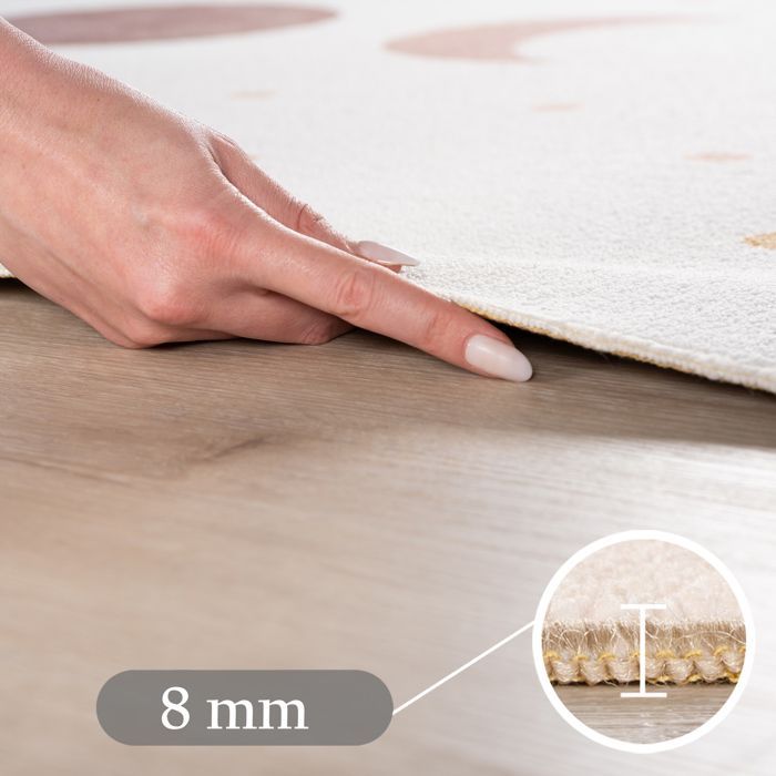 Carpetsale24 Tapis Enfant 200 cm Rond Phases de la Lune Creme Design Boho Grand Tapis Chambre Enfant ideal grandes surfaces de jeu