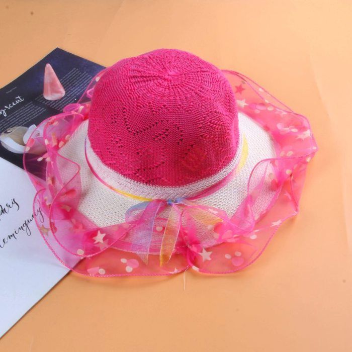 Sombrero de sol FUNMOON para niñas con bolso de paja, protección solar, protección UV, estilo Panamá, nueva colección - 722071