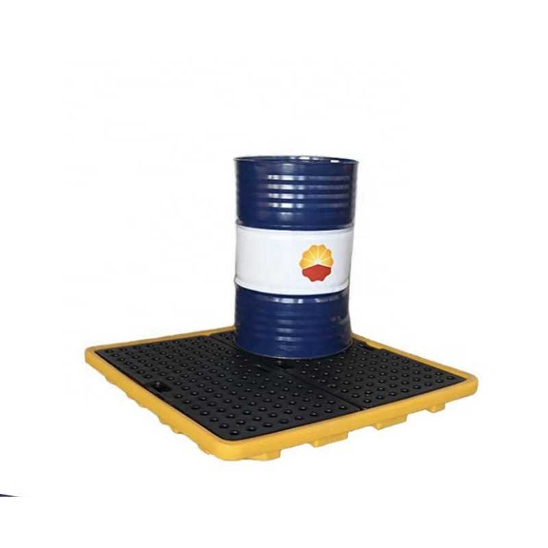Bandeja desmontable de polietileno HDPE de Stekellin para contención de derrames de petróleo y productos químicos, plataforma de PE para 4 bidones de 200 litros.