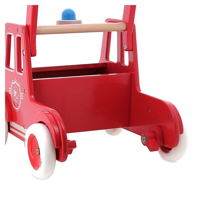 Carrinho de transporte a pé - Vilac - Caminhão de bombeiros - Rodas de borracha - Sistema de freio - Buzina giratória