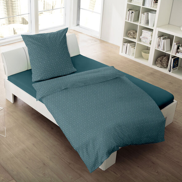 Κλινοσκεπάσματα ζακάρ φανέλας 135/200 + 80/80 cm, βενζίνη με κυψελοειδή υφή