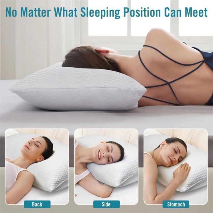 Almohada de espuma viscoelástica de 60x40 cm, almohada cervical ergonómica, cojín de espuma viscoelástica para el dolor de cuello.