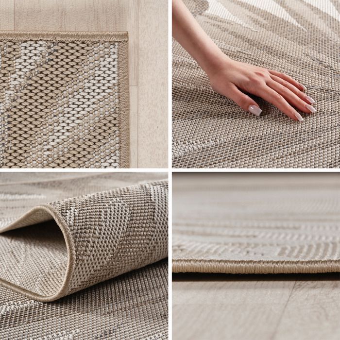 SIMPEX Tapis d'extérieur Beige 200x290 cm, idéal pour la cuisine,Design de feuilles de palmier