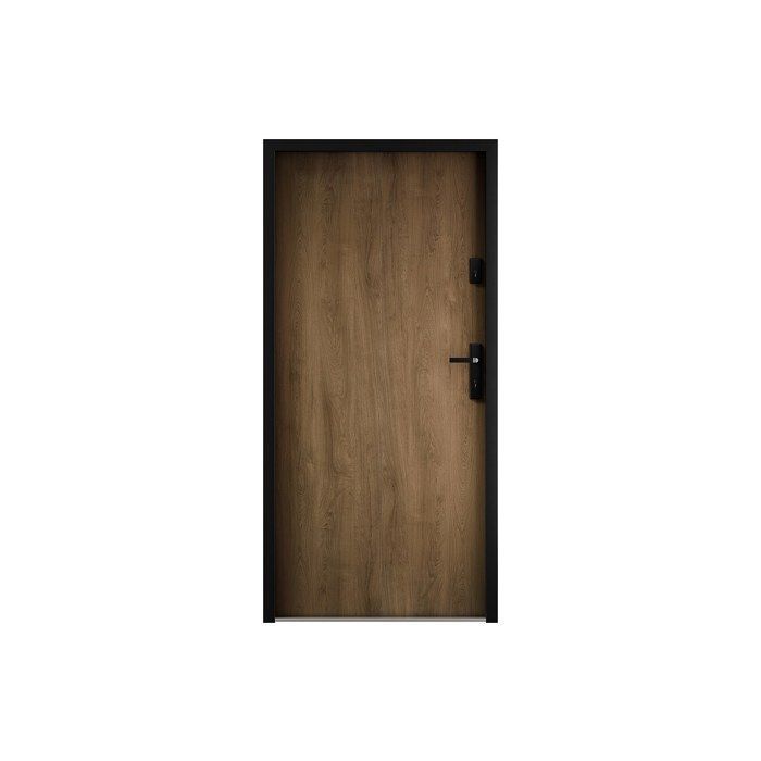 Porta d'ingresso in acciaio massiccio, 207 cm di altezza x 100 cm di larghezza, effetto noce - spessore 55 mm - apertura a sinistra - AGUEDA