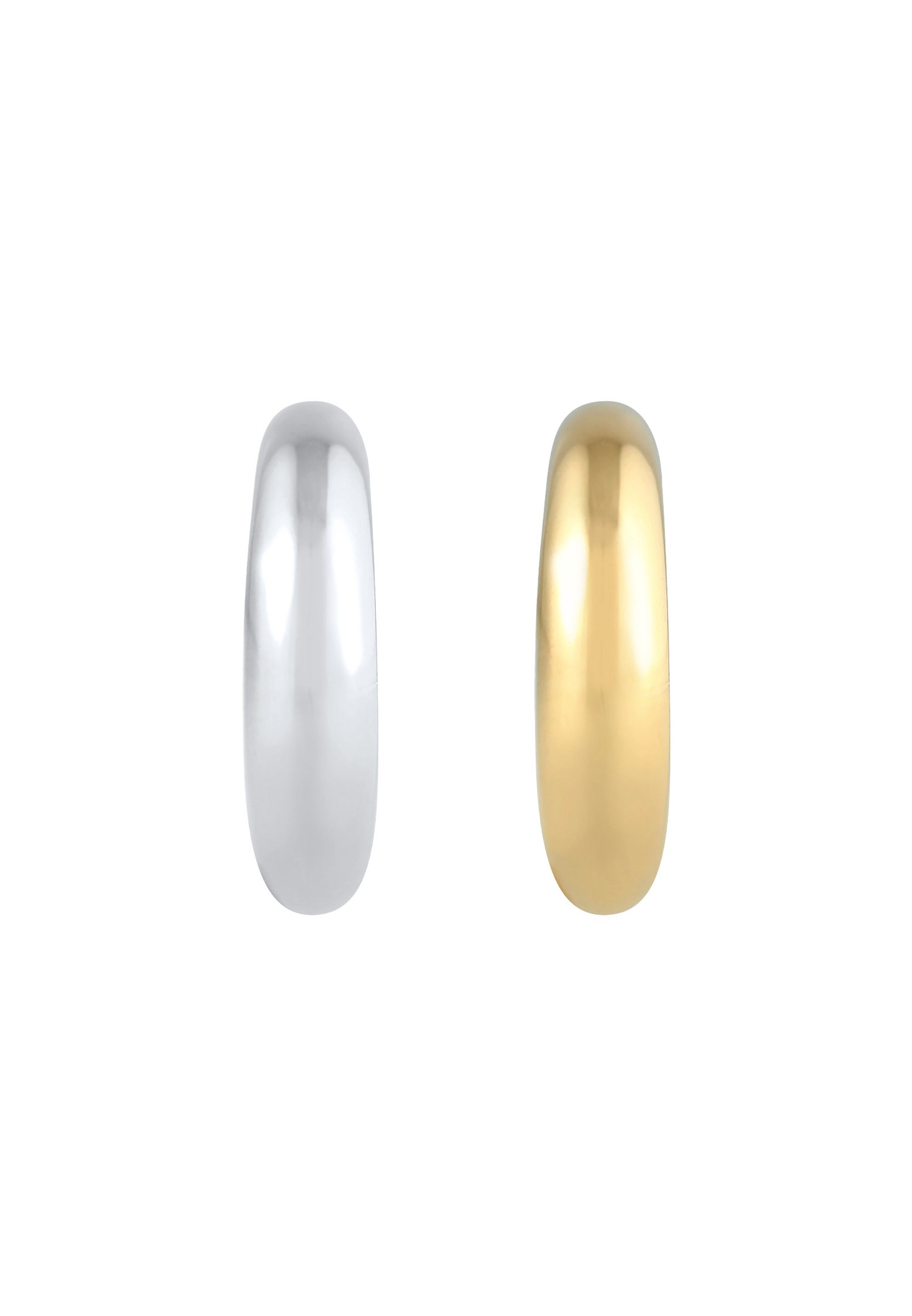 Elli Ensemble de manchons d'oreilles pour femmes - Blogueur à la mode bicolore, rond et incurvé en argent sterling 925 plaqué or