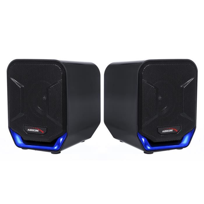 Haut-parleurs d'ordinateur USB 6W Blue&Black Audiocore AC865 B - Haute qualité - Son naturel - Design moderne