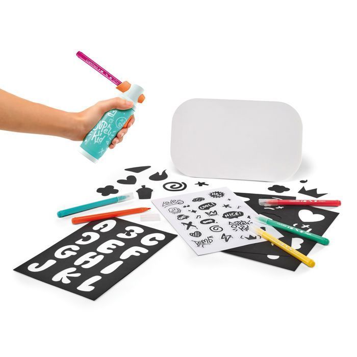 Aerografo, bomboletta spray per graffiti per bambini - Maped Creativ - Spray elettronico con pennarelli - Kit creativo per lavori manuali