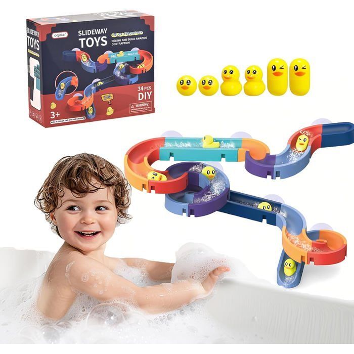 Juego de 34 juguetes de baño, juguetes de baño, juguetes de baño para niños, juegos de baño para niños y niñas de 3 a 7 años, juguetes de ducha para colgar en la pared