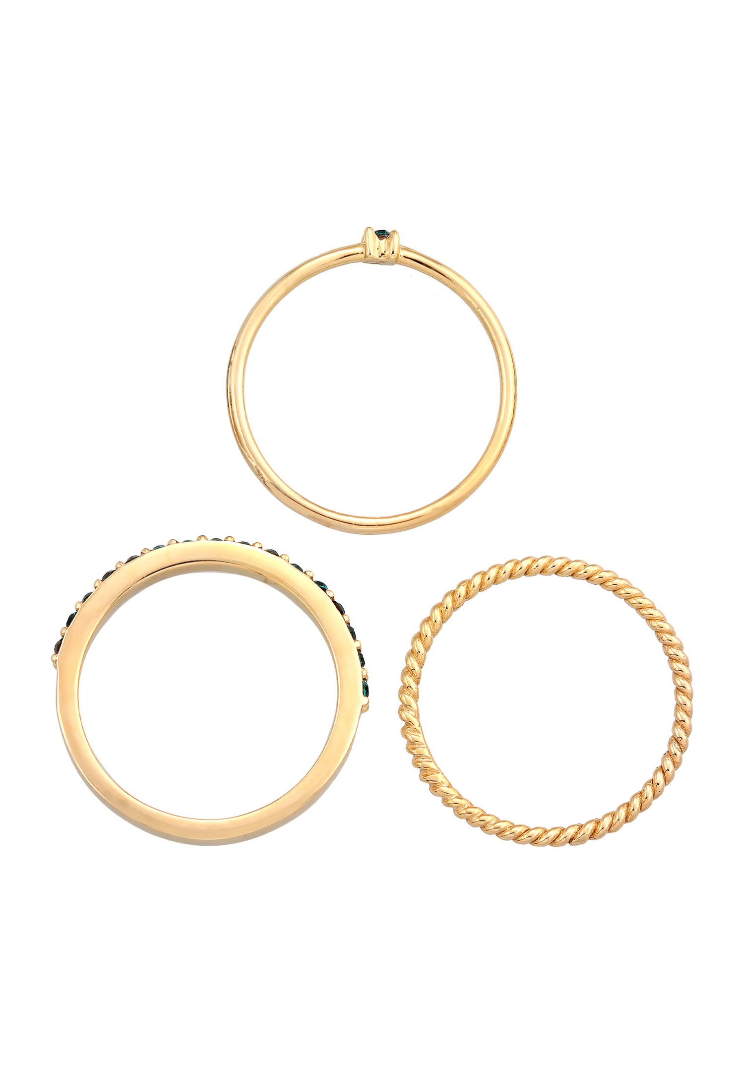 Elli Femmes Solitaire Mémoire Set avec des cristaux de verre en argent sterling 925 plaqué or