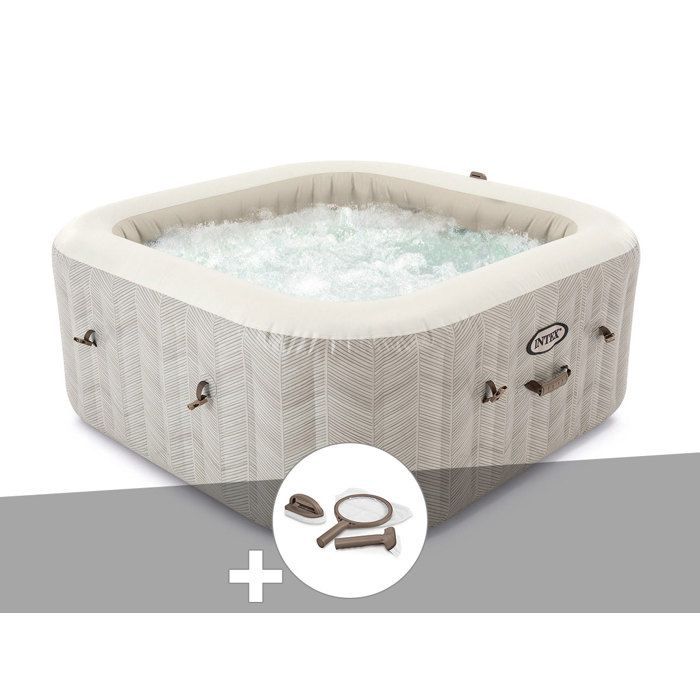Kit spa gonflable Intex PureSpa Chevron carré Bulles 6 places + Kit d'entretien