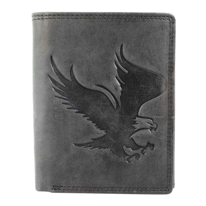 Portefeuille - AKZENT - format vertical compact - cuir véritable - RFID - noir