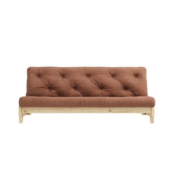 Banquette convertible FRESH pin coloris brun argile couchage 140x200 cm.