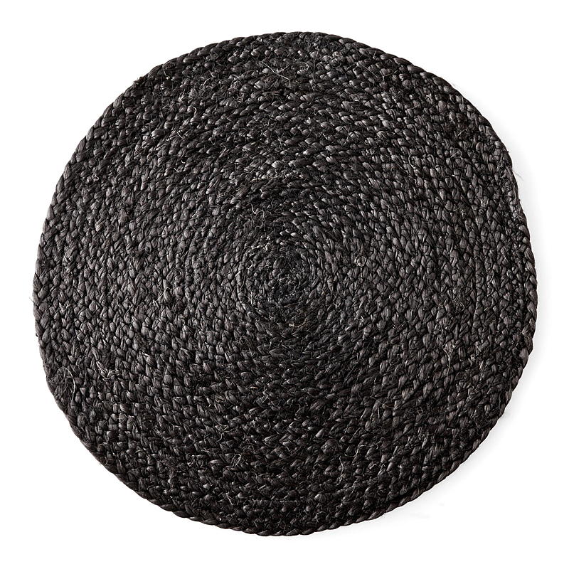 Hjemmebordduk ø 35 cm jute svart