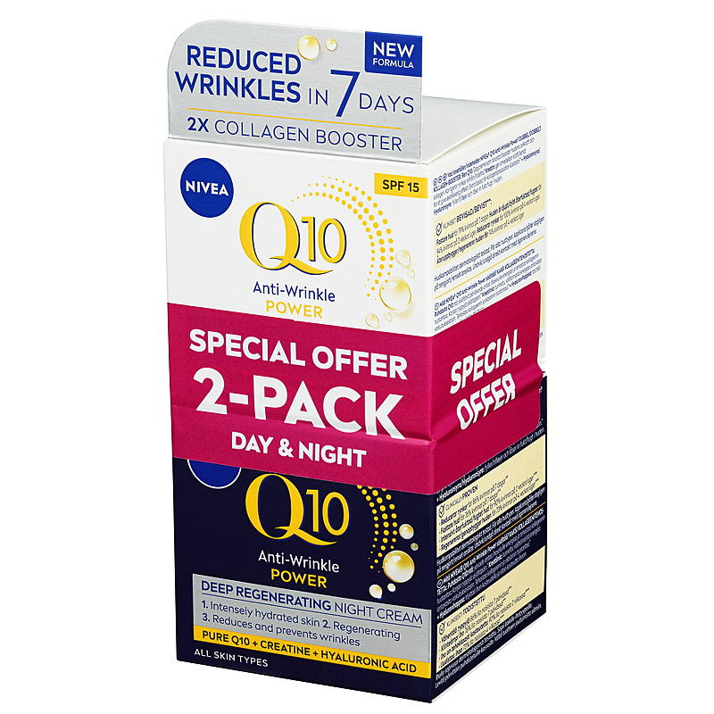 Nivea Nivea ansiktskrem 2-pakning Q10 Antirynkekraft