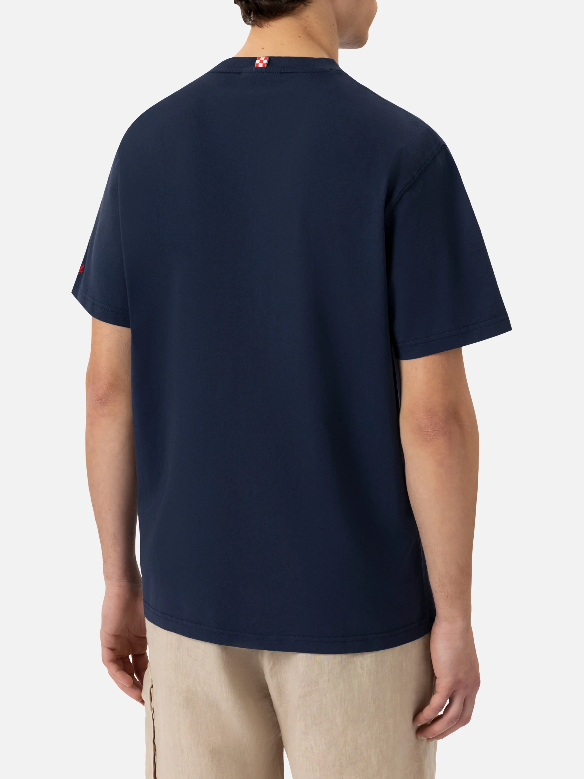 Portofino T-shirt van katoenen jersey met klassieke pasvorm en Brillo-borduurwerk.