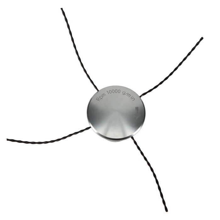 Cabezal universal de aluminio para desbrozadora con 4 hilos de nailon trenzados (3 mm).