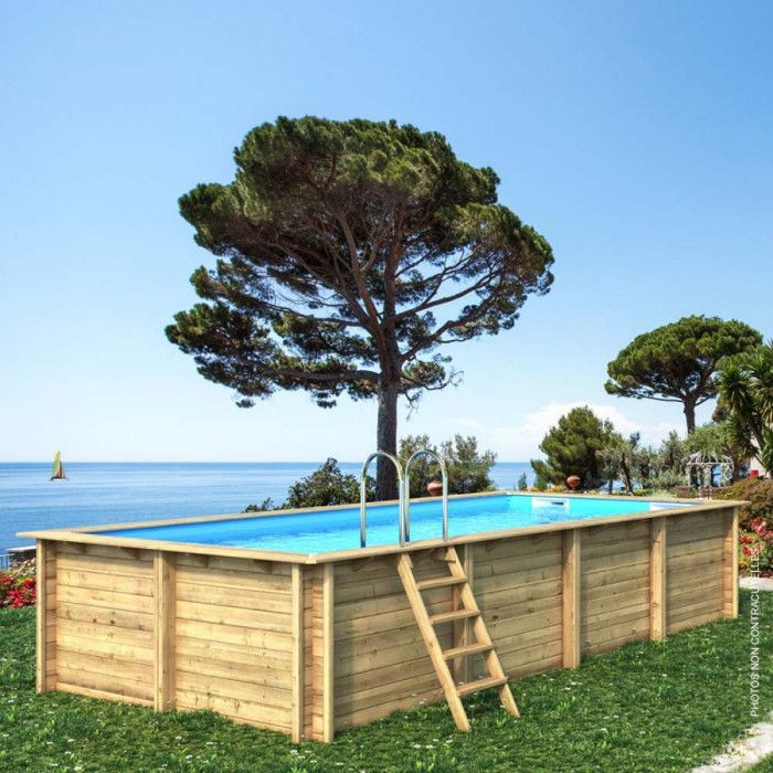 Piscina retangular - SEM NOME - Elly SWIMWOOD - Madeira com certificação FSC - 6,2 x 3 m - 18,5 m³