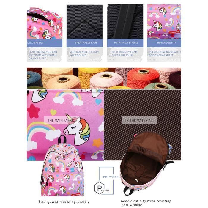 Mochila de unicornio - Mochila escolar - Niñas - Rosa - Poliéster - 38 cm