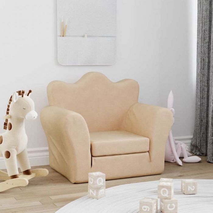 Poltrona per bambini - divanetto per bambini Vidaxl - 357055 - Divano letto per bambini in peluche color crema