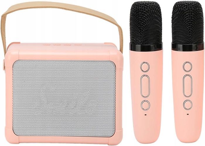 PORTABLE KARAOKE KIT WITH MICROPHONES, SPEAKERS, DIFFERENT VOICES FOR KIDS, AND LED LIGHTS