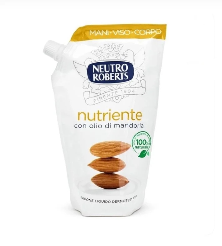NEUTRO ROBERTS Jabón líquido nutritivo Neutro Roberts en bolsa ecológica de 400 ml con aceite de almendras 100% natural