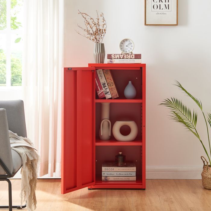 Armário metálico Burlöv, aço, 88 x 40 x 35 cm, vermelho