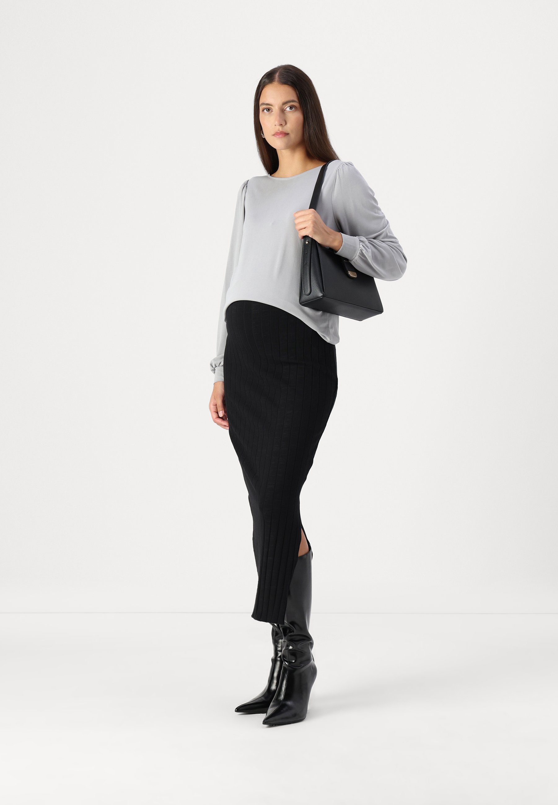 ONLY MATERNITY OLMFREE - Top met lange mouwen - ultiem grijs