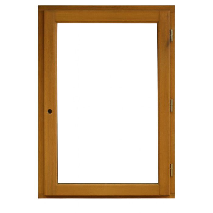 Ventana de madera, 1 hoja, 75 x 80 cm, apertura a la derecha.