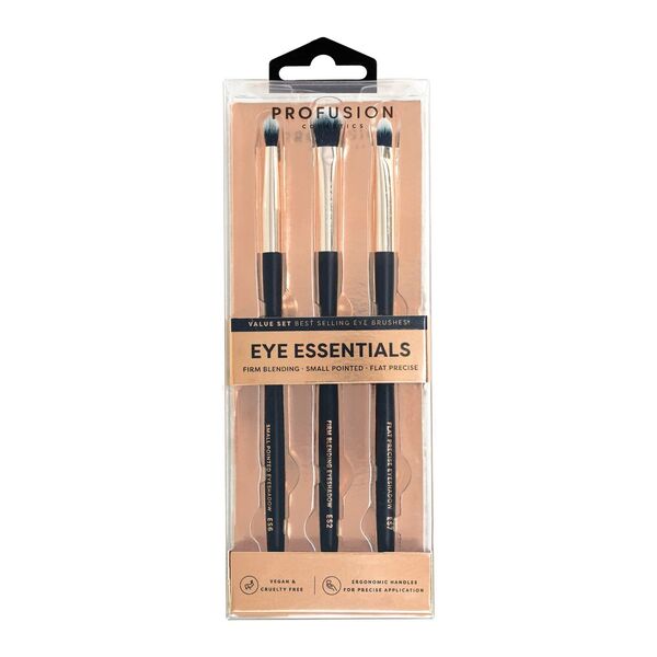 Profusion Cosmetics Eye Essentials - Sada 3 štětců na oči