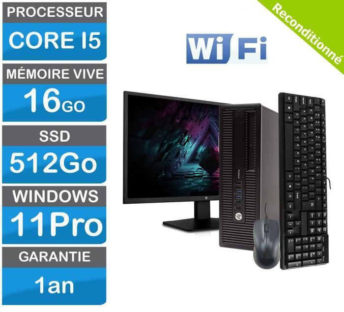 Commandez dès maintenant votre PC complet: écran 22 pouces, i5 6th gen, 16 Go RAM, SSD 512 Go