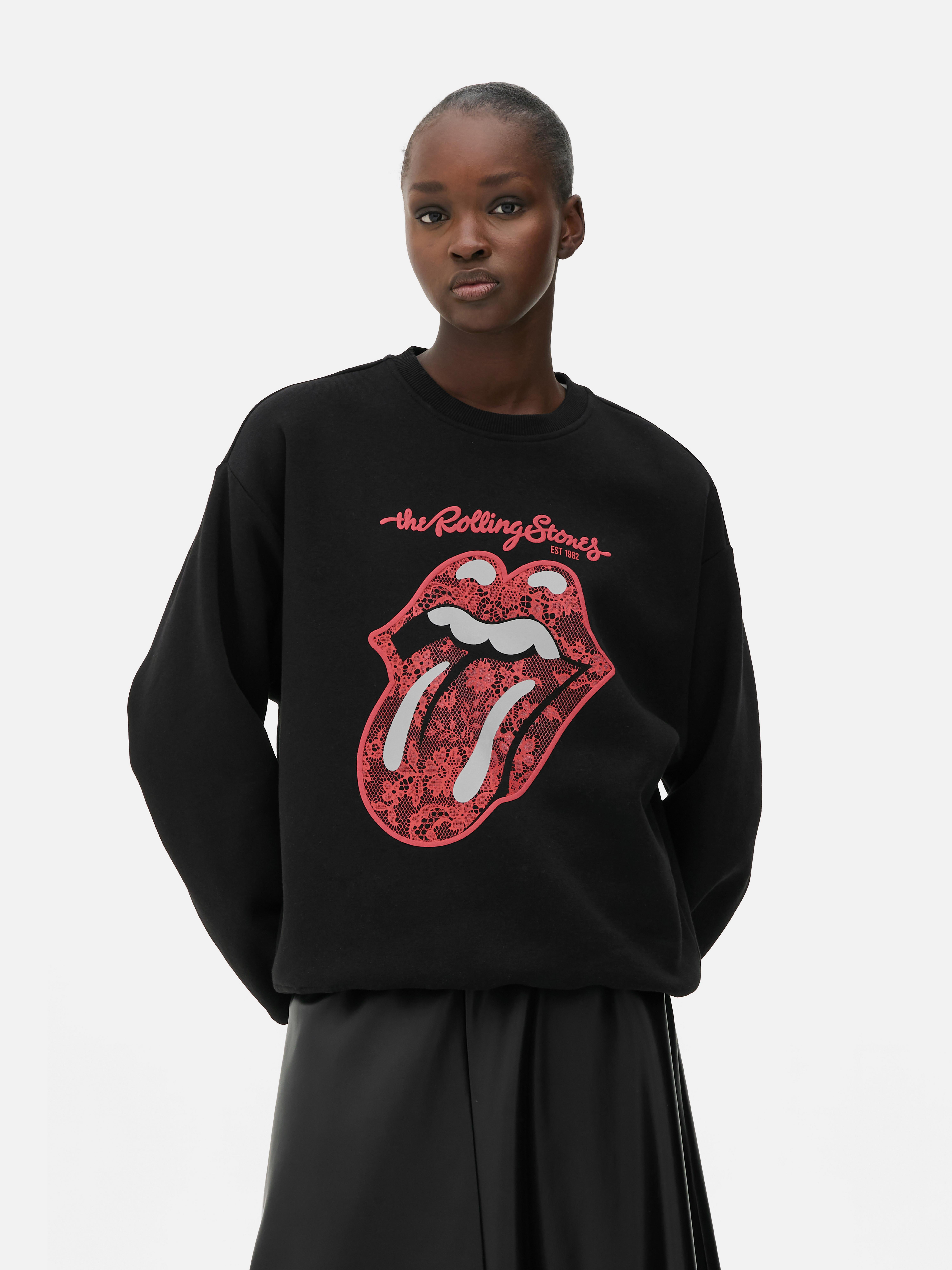 Hanorac cu imprimeu The Rolling Stones. Un hanorac cu guler rotund, manșete lungi, tiv cu nervuri și imprimeu Rolling Stones.