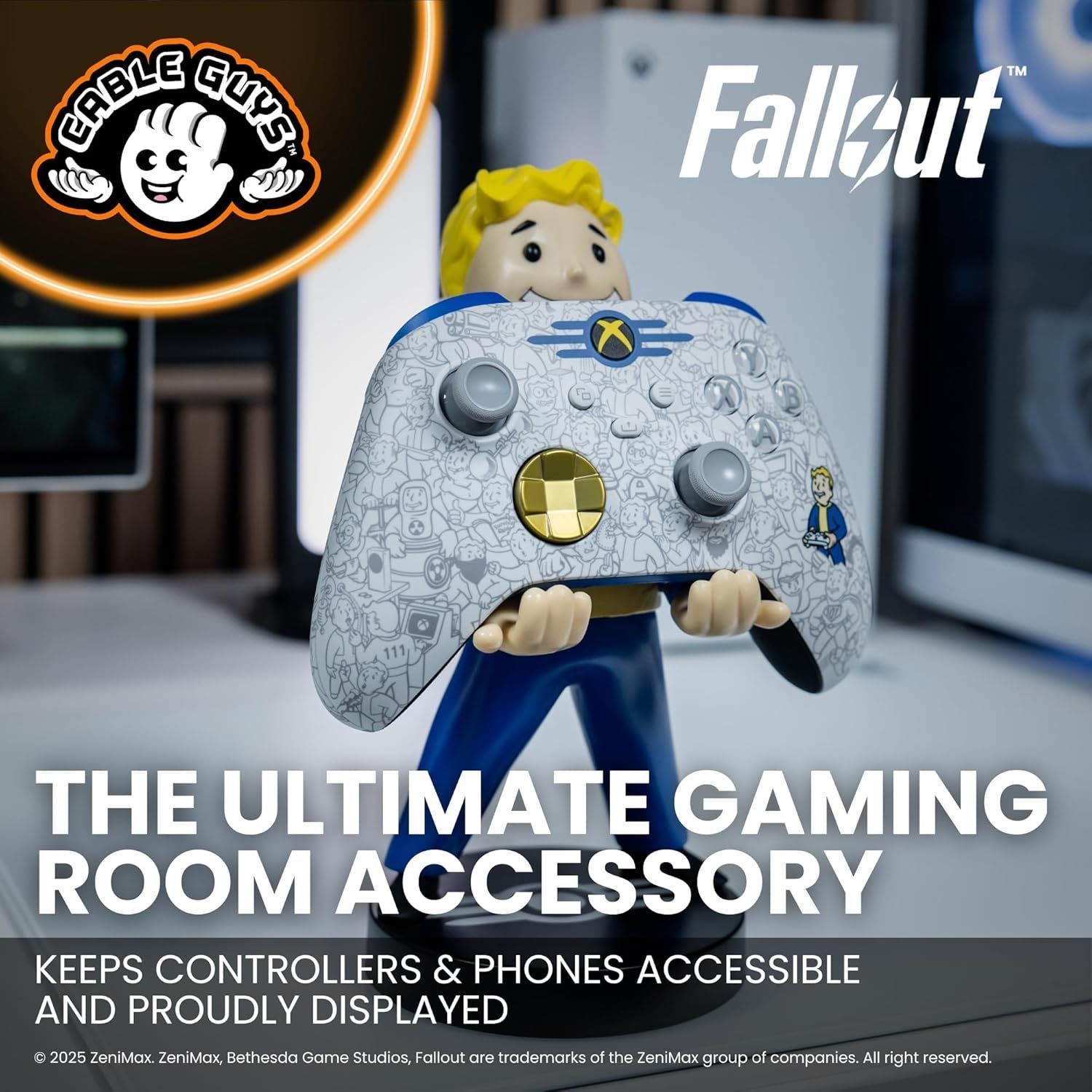 Statuetta Fallout Vault Boy - EXQUISITE GAMING - Cable Guys - Cavo USB incluso - Supporto per smartphone o piccoli accessori - 20 cm