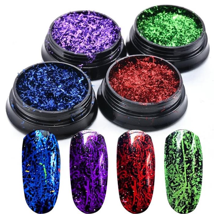 stuk 3D nagelsticker met metalen draadlijn in blauw en paars netpatroon, plakband voor op de nagels, zijdefolie, nageldecoratie, sticker voor nagellak.
