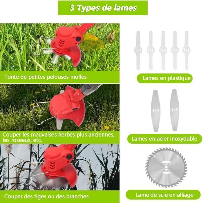 Desbrozadora inalámbrica con 2 baterías de 4,0 A, recortadora de bordes ajustable 3 en 1 a 90° con rueda guía para recortar el jardín.