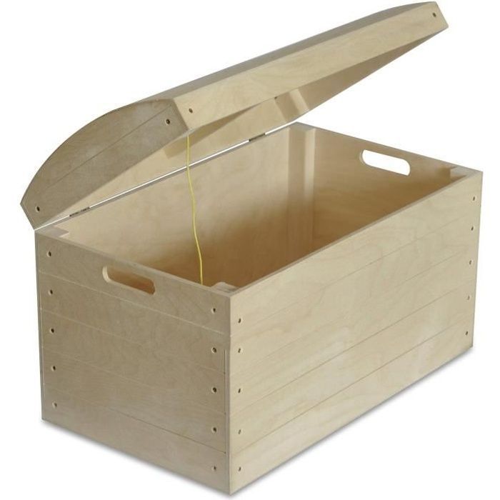Coffre - Creative Deco - Malle Jouet - Bois - Non Peinte - 56,5 x 33 x 36,5 cm