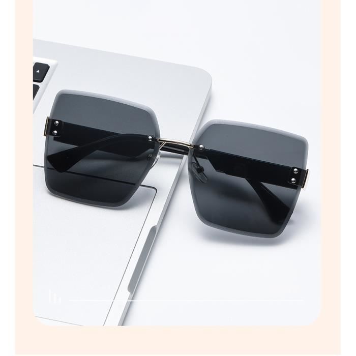 Gafas de sol para mujer - Nuevas gafas de sol 2023 con montura grande, protección UV, antihumedad, Premium Sense, sin montura - Negras