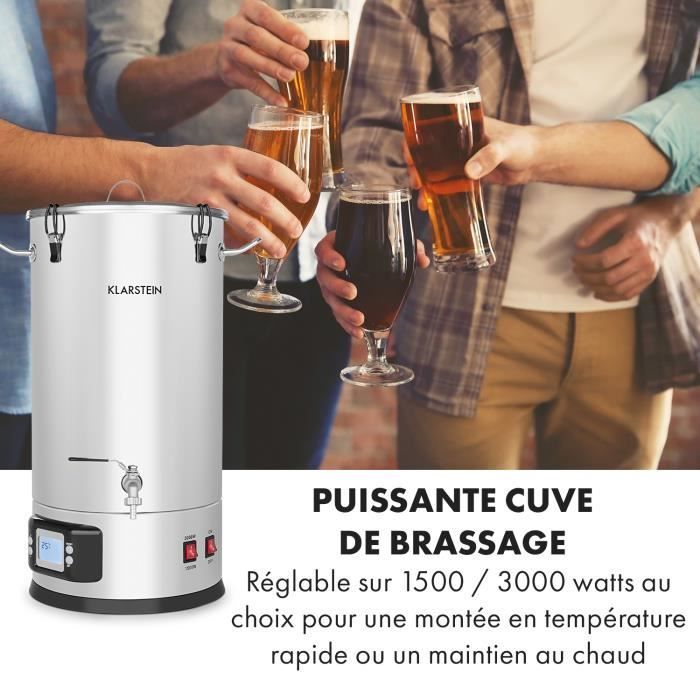 Tanque de fermentación Klarstein Maischfest para elaboración casera de cerveza - 30 litros - Temporizador y termostato - 1500W - 3000W - Acero inoxidable