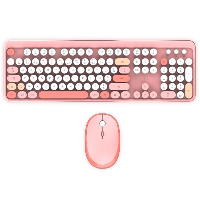 Toetsenbord- en muisset - MOBILITY LAB - Effen kleur - Draadloos - Geïntegreerd numeriek toetsenblok - Roze