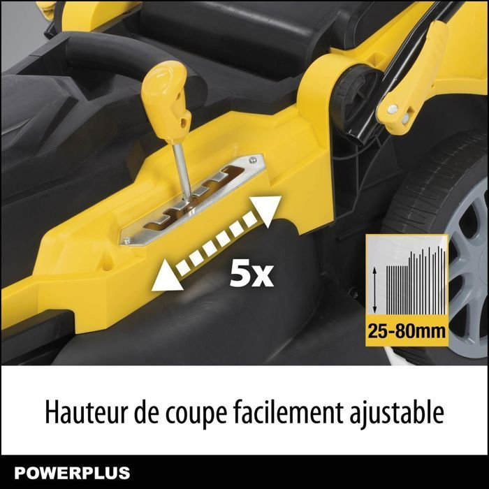 Tondeuse Gazon Électrique POWERPLUS POWXG6281 - 2000W, 420mm Ø, Ramassage, Mulching, Éjection Arrière