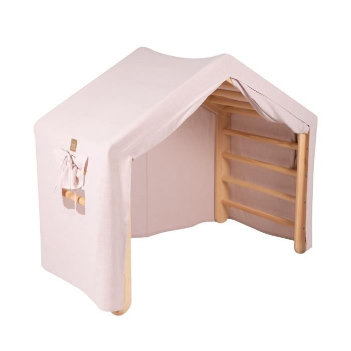 Speelhuisje met opklapbare ladder - MeowBaby® - 112x61x94 cm - Hout - Roze - Voor kinderen vanaf 3 jaar