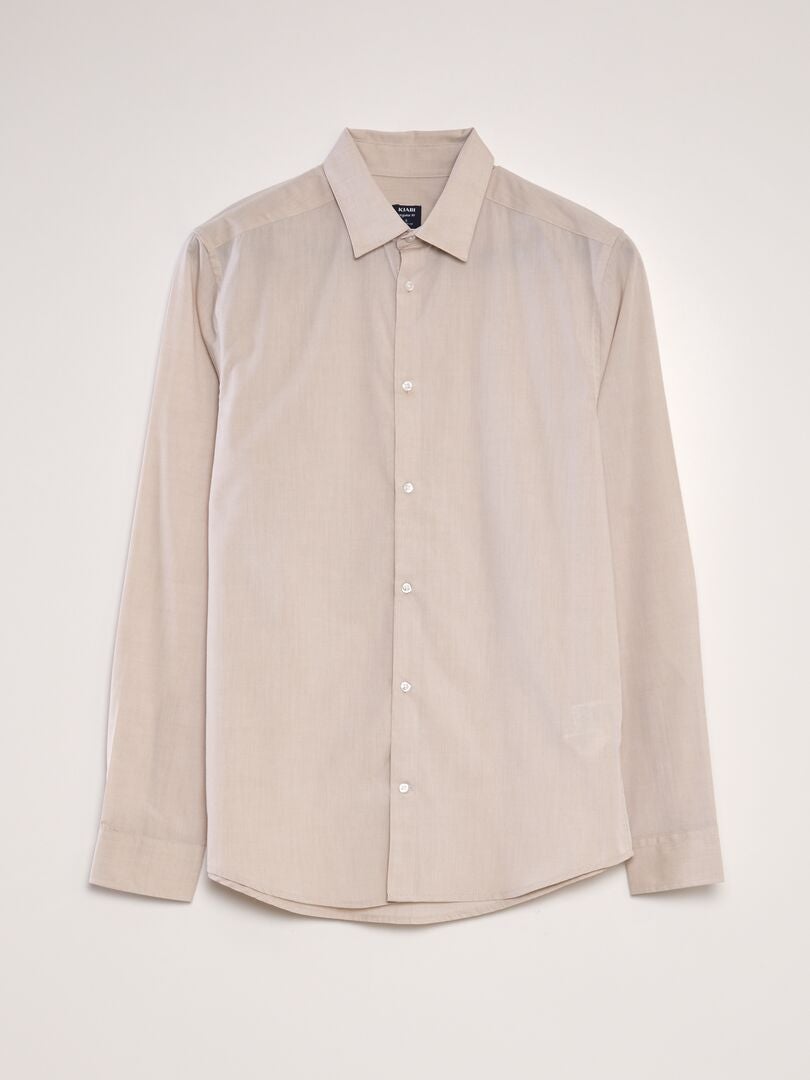 Klassiek effen overhemd - BEIGE