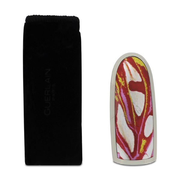 Estuche para labiales Guerlain Rouge G con doble espejo, color rojo escarlata.