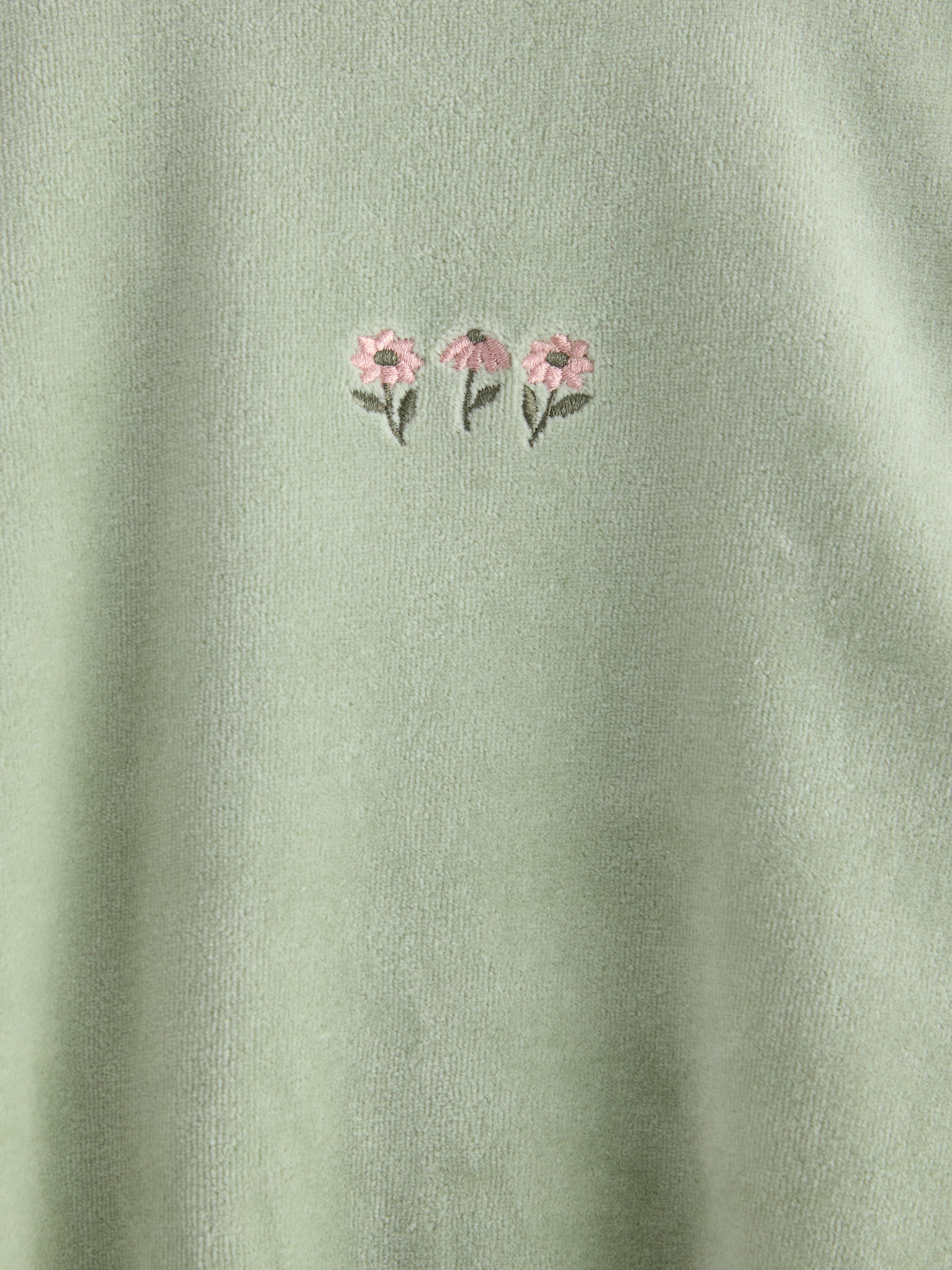 Jersey extragrande de terciopelo verde empolvado