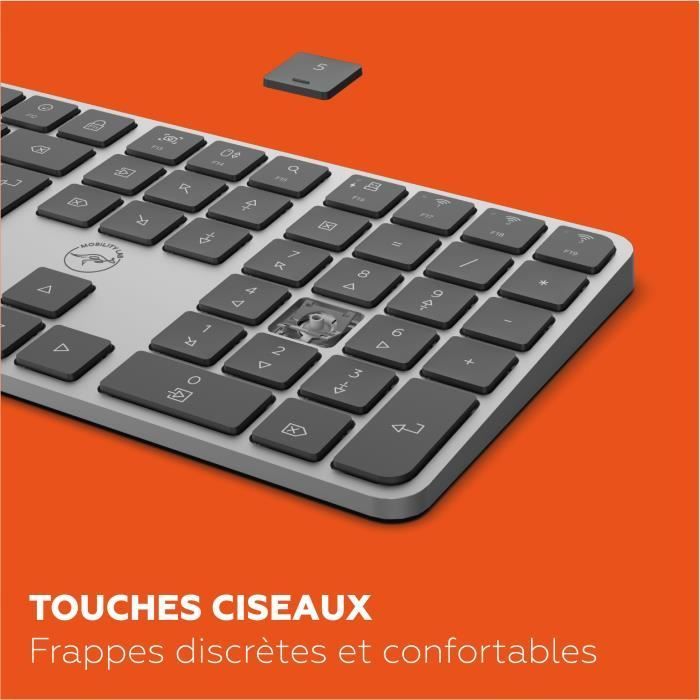 Clavier - Touches plates - MOBILITY LAB - KP430W - Full‑size - AZERTY - Sans rétroéclairage
