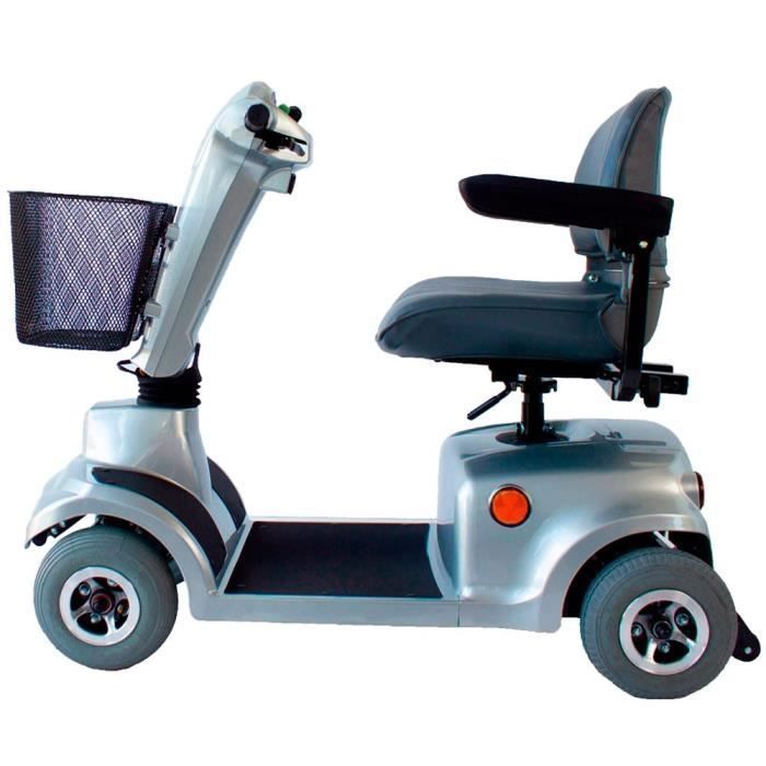 Scooter eléctrico de 4 ruedas Mobiclinic, 450 W, asiento giratorio y plegable, autonomía de 34 km, 12 V, para personas con movilidad reducida, color gris, Piscis