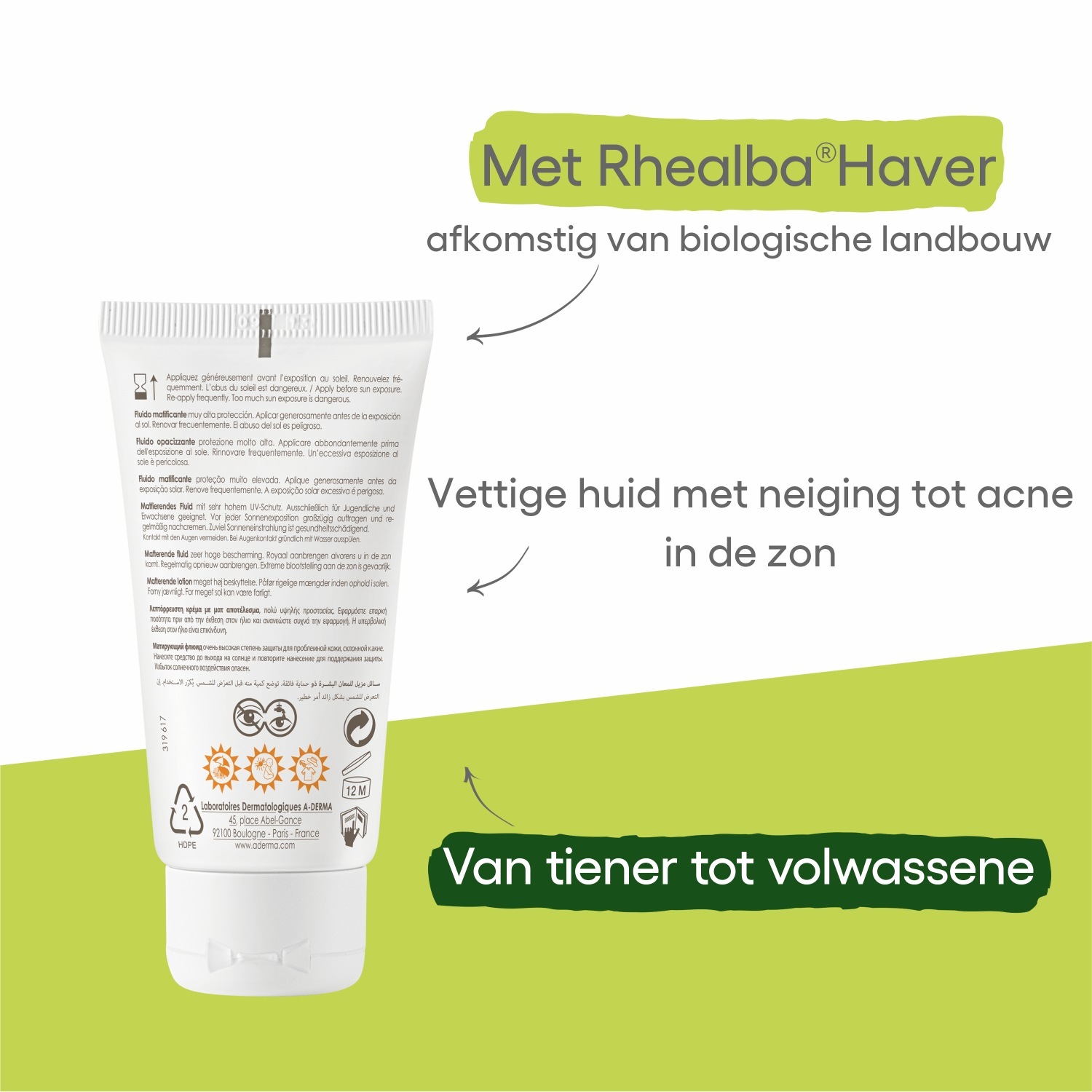 A-DERMA Sunscreen Protect AC Mattifying Fluid SPF 50+ - 40 ml