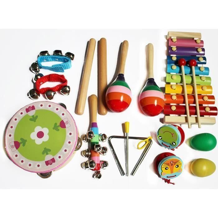 14PCS Instruments de Musique Jouets de Percussions Instruments avec Sac de Transport Pour Enfant Comme Cadeau à Noël,Anniver SA70977