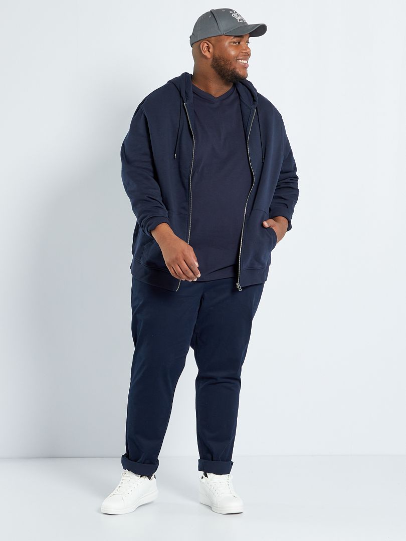 T-shirt met V-hals - BLAUW