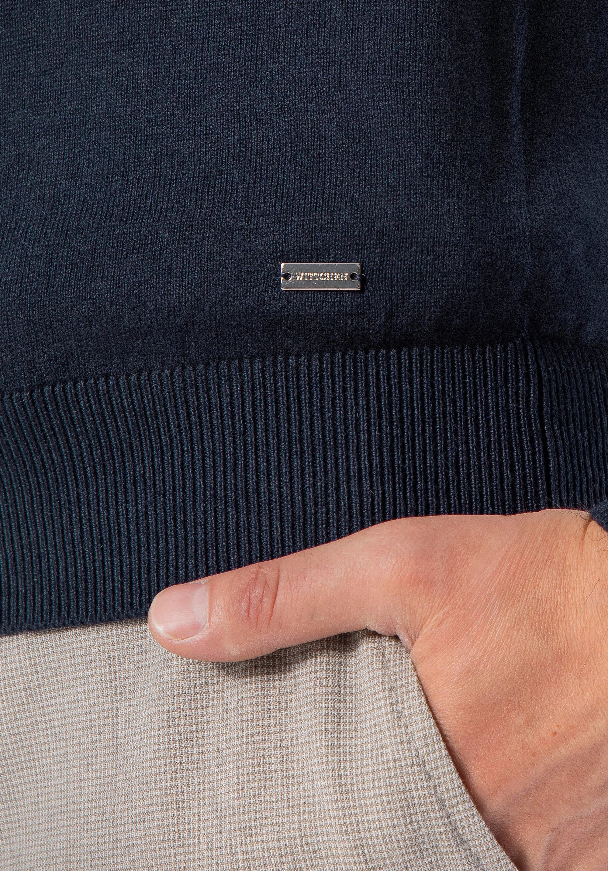 Sweter męski bawełniany z kaszmirem granatowy