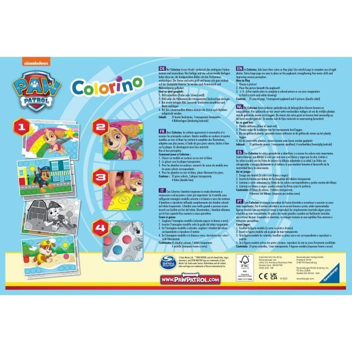 Colorino Paw Patrol, juego educativo, para mayores de 2 años, Ravensburger, Paw Patrol